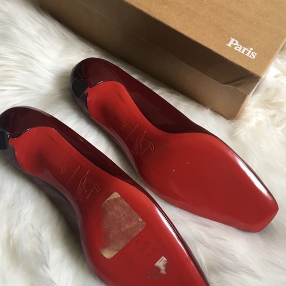 Christian Louboutin square toe burgundy kitten heels - Picture 4 of 12